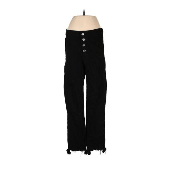 RtA Black High Rise Skinny Jeans Button Fly Stretch Raw Hem Theodora 26 X 27 - Picture 1 of 3